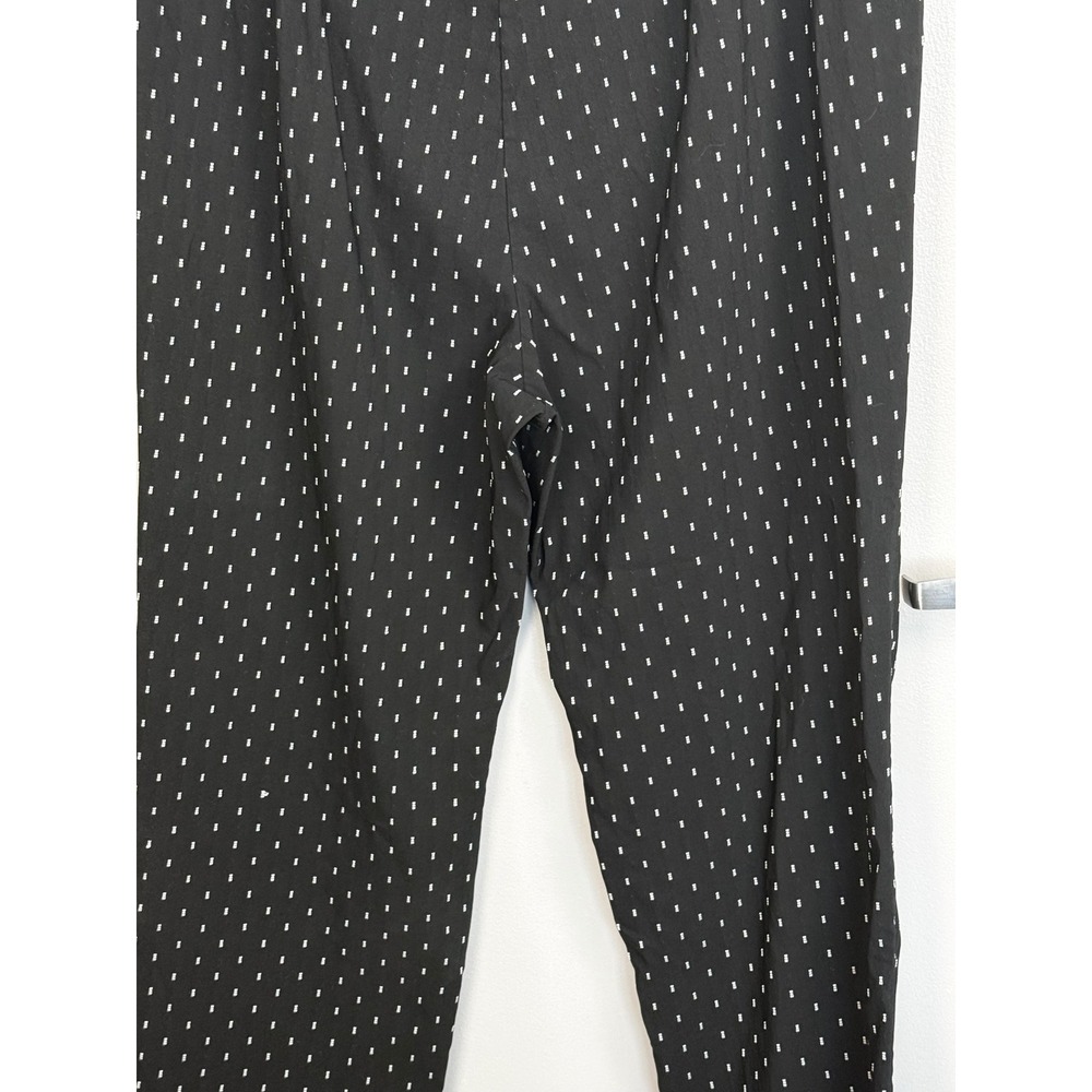 Talbots Trousers Women 16W Black White Dotted Straight Leg Elastic Waist Pants - Picture 7 of 10